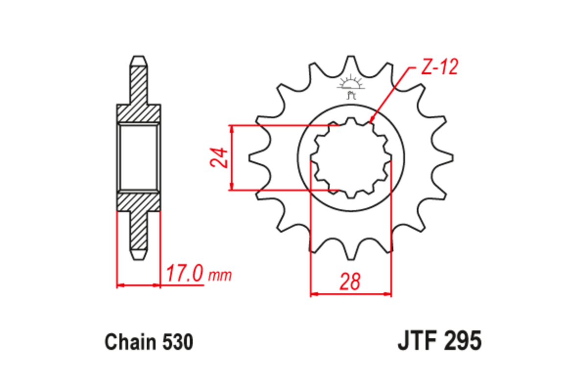 Pignon JT SPROCKETS acier anti-bruit 295 - 525