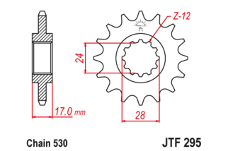 Pignon JT SPROCKETS acier anti-bruit 295 - 525