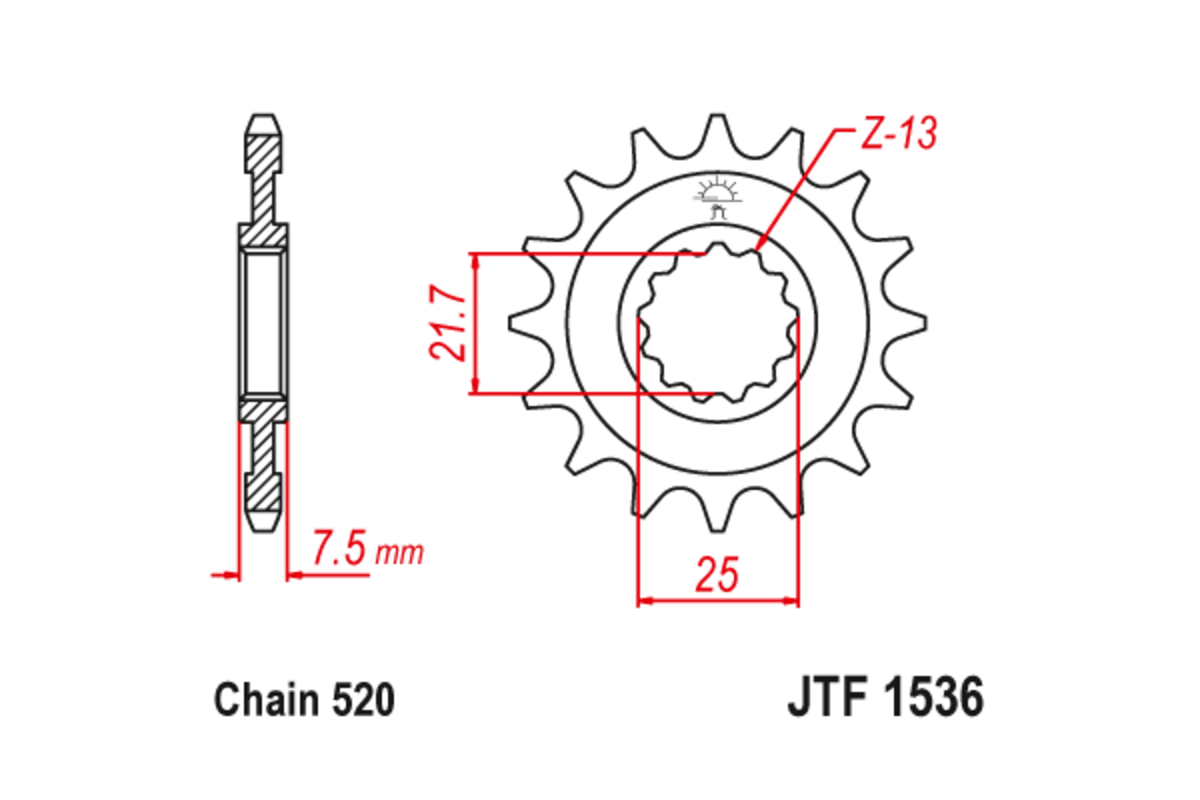 Pignon JT SPROCKETS acier anti-bruit 1536 - 520