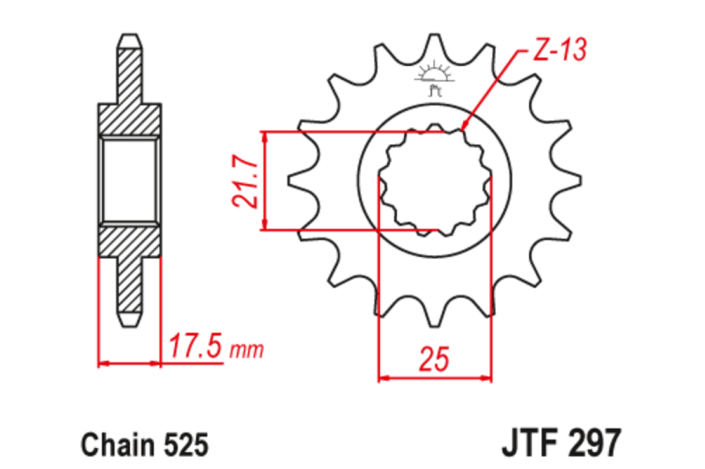 Pignon JT SPROCKETS acier anti-bruit 297 - 525