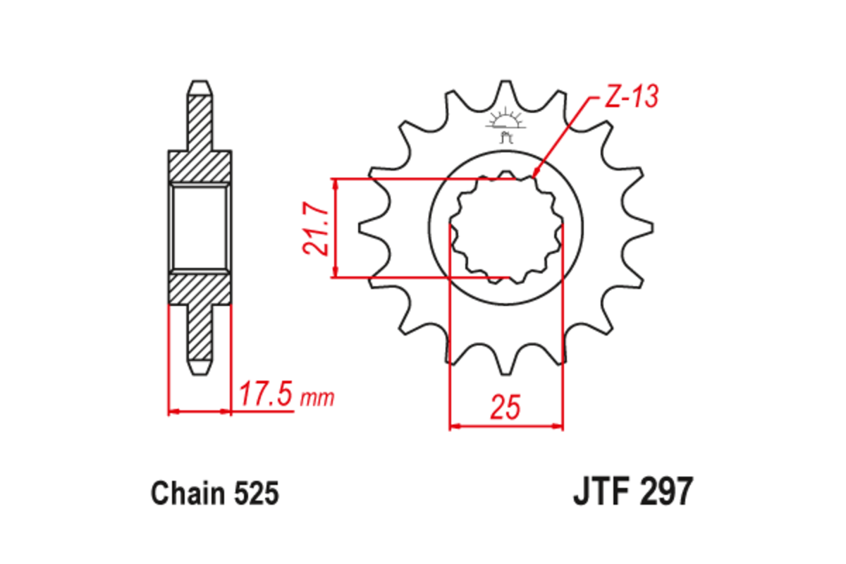 Pignon JT SPROCKETS acier anti-bruit 297 - 525