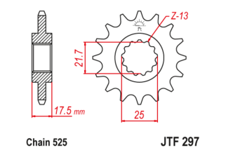 Pignon JT SPROCKETS acier anti-bruit 297 - 525