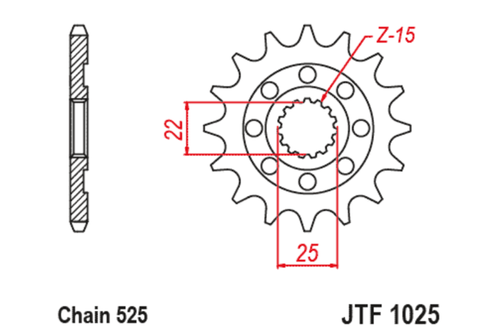Pignon JT SPROCKETS acier standard 1025 - 525