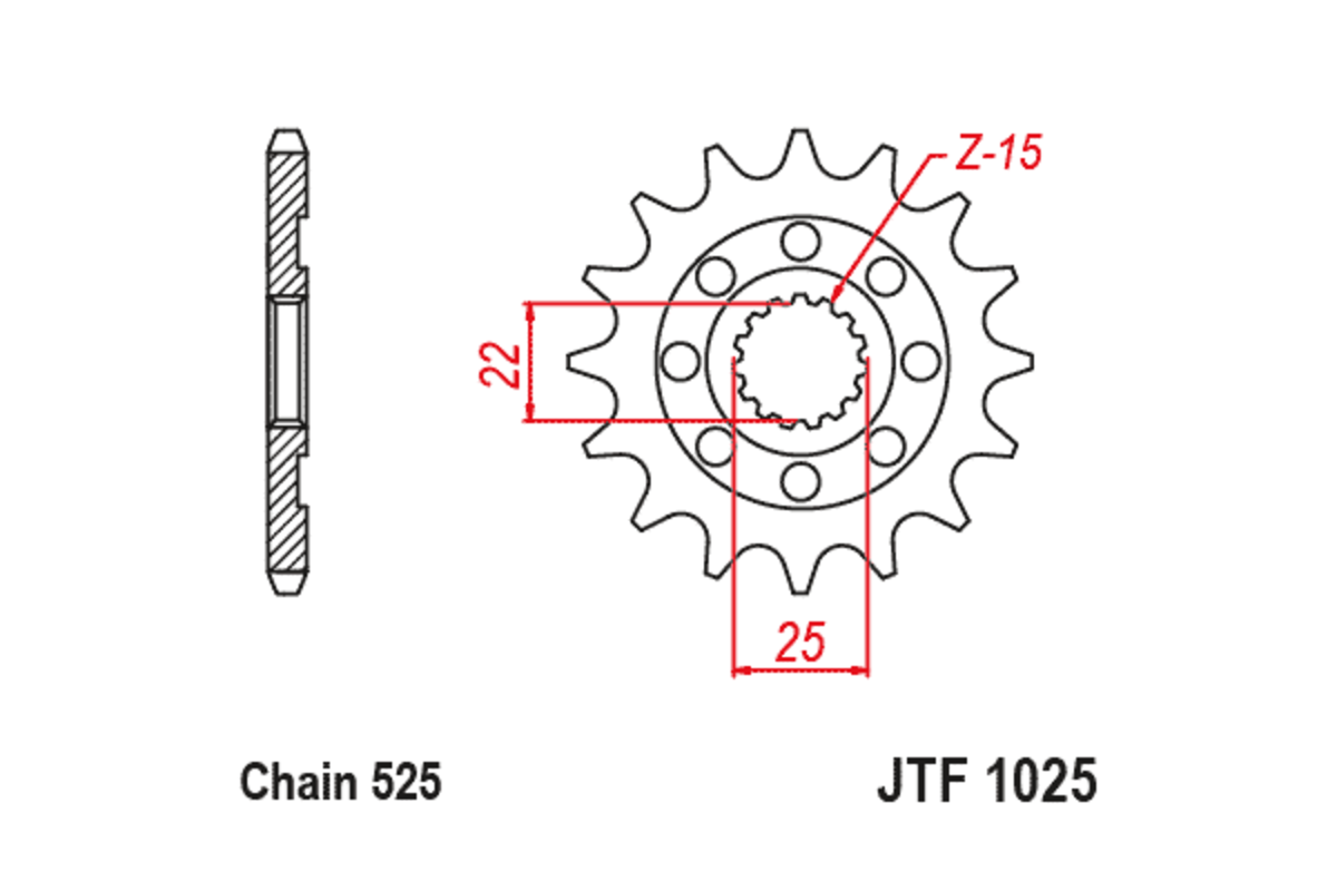 Pignon JT SPROCKETS acier standard 1025 - 525