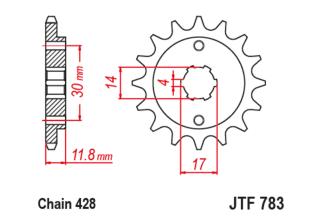Pignon JT SPROCKETS acier standard 783 - 428