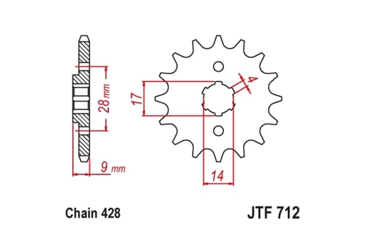 Pignon JT SPROCKETS acier standard 712 - 428