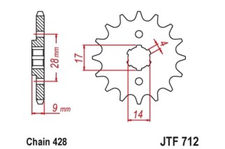 Pignon JT SPROCKETS acier standard 712 - 428