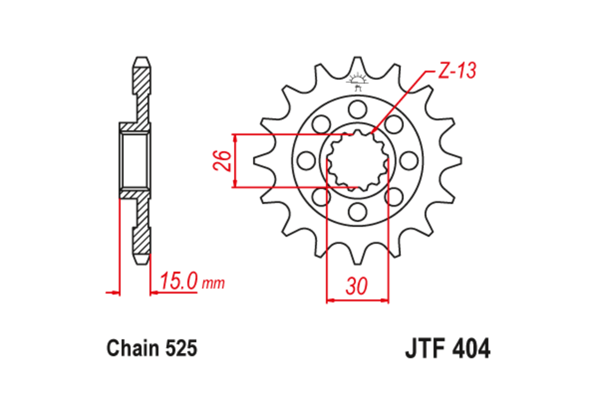 Pignon avec gomme anti-bruit JT SPROCKETS acier standard 404 - 525