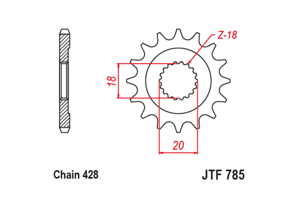 Pignon JT SPROCKETS acier standard 785 - 428