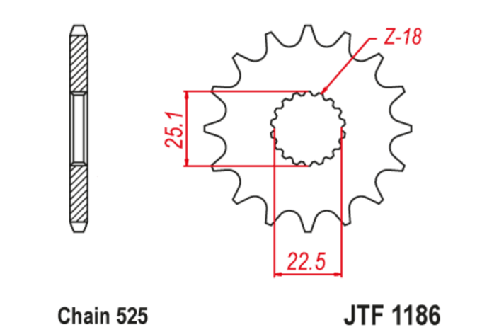 Pignon JT SPROCKETS acier anti-bruit 1186 - 525