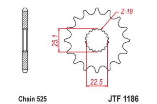 Pignon JT SPROCKETS acier anti-bruit 1186 - 525