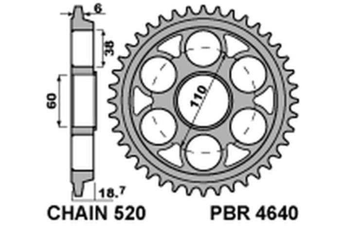 Couronne PBR aluminium Ultra-Light anodisé dur 4640 - 520