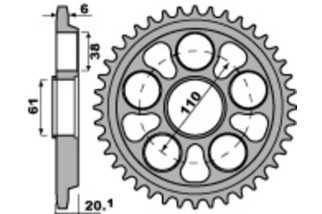Couronne PBR aluminium Ultra-Light anodisé dur 4420 - 520