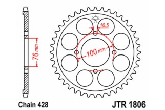 Couronne JT SPROCKETS acier standard 1806 - 428