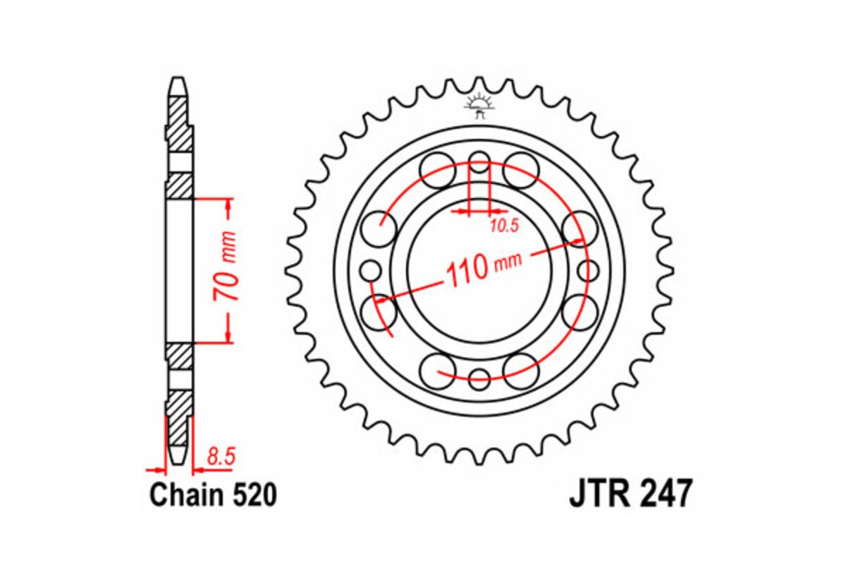 Couronne JT SPROCKETS acier standard 247 - 520