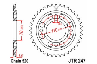 Couronne JT SPROCKETS acier standard 247 - 520