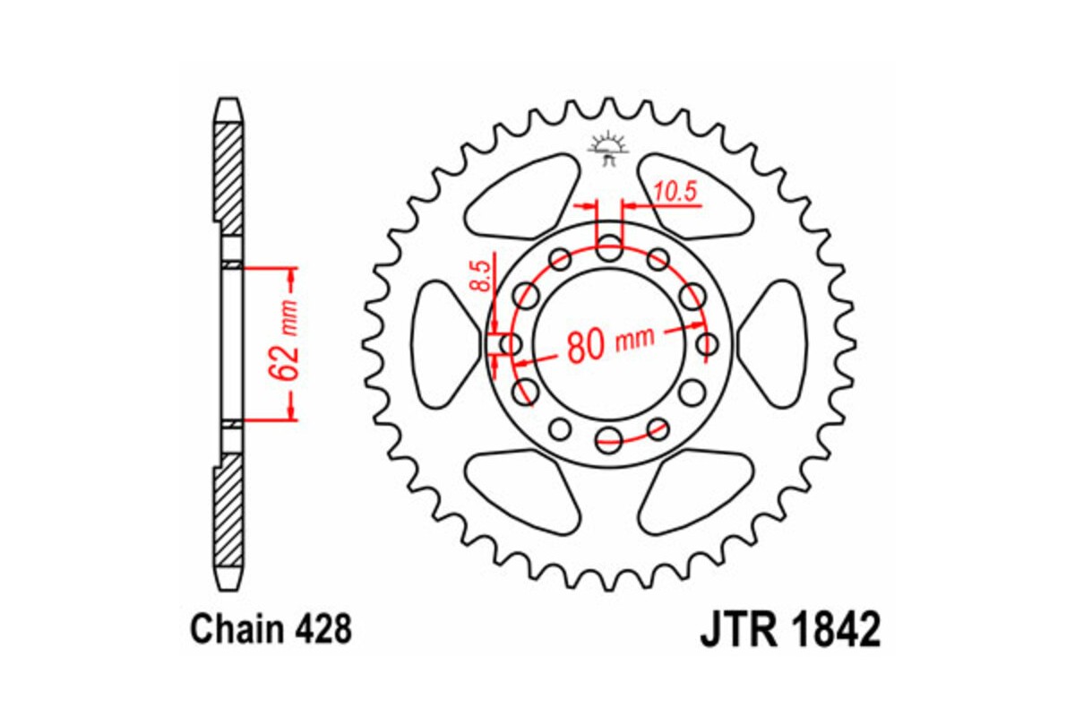 Couronne JT SPROCKETS acier standard 1842 - 428