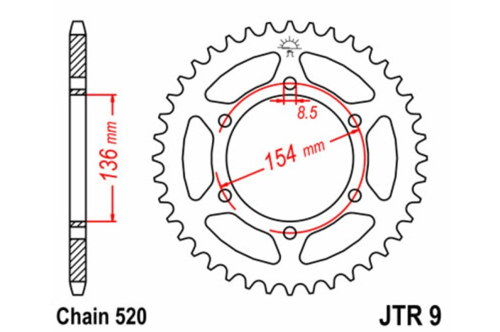 Couronne JT SPROCKETS acier standard 9 - 520