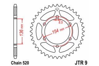 Couronne JT SPROCKETS acier standard 9 - 520