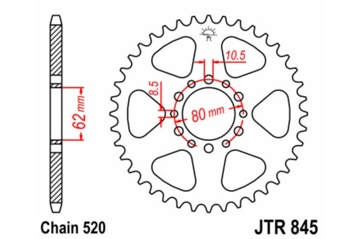 Couronne JT SPROCKETS acier standard 845 - 520