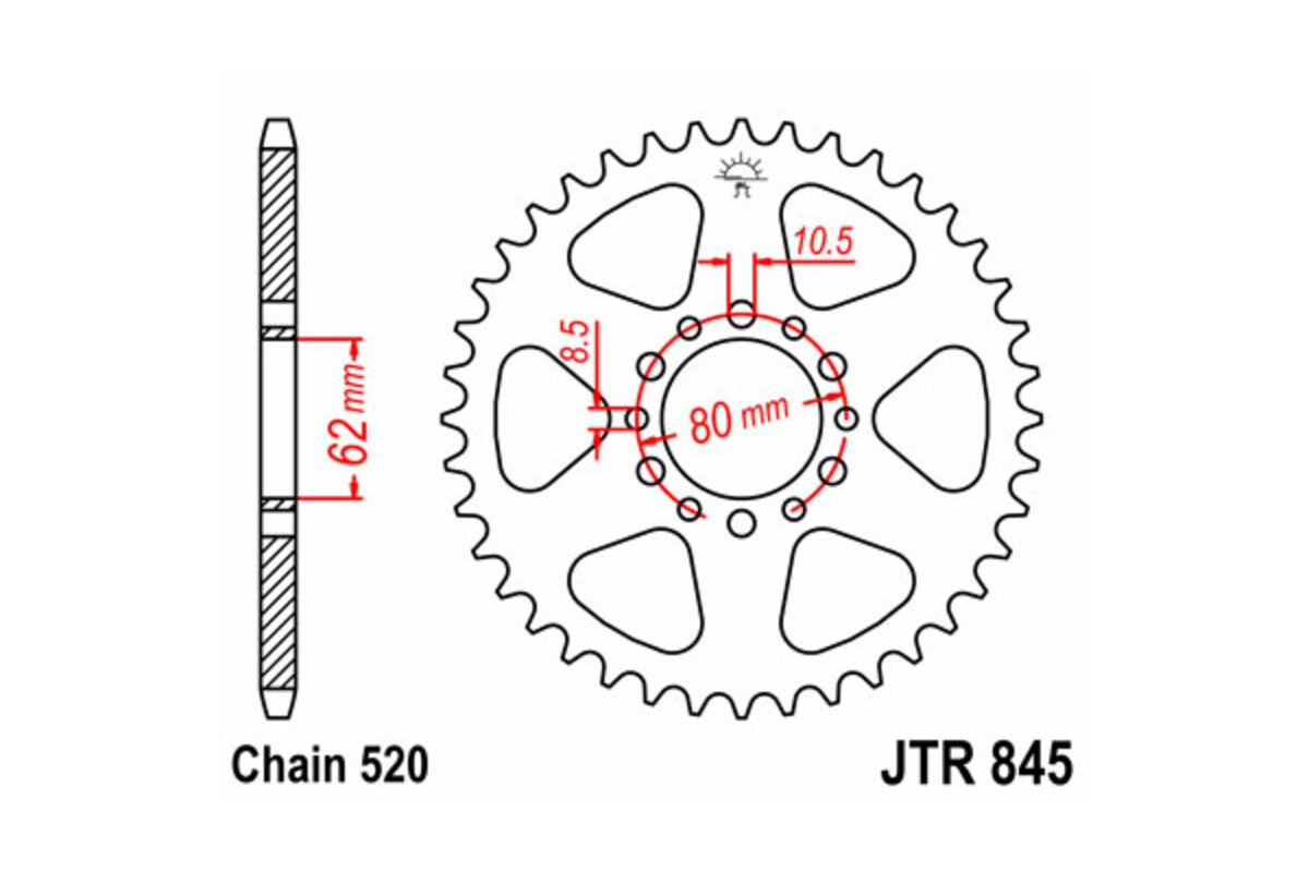 Couronne JT SPROCKETS acier standard 845 - 520