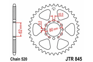 Couronne JT SPROCKETS acier standard 845 - 520
