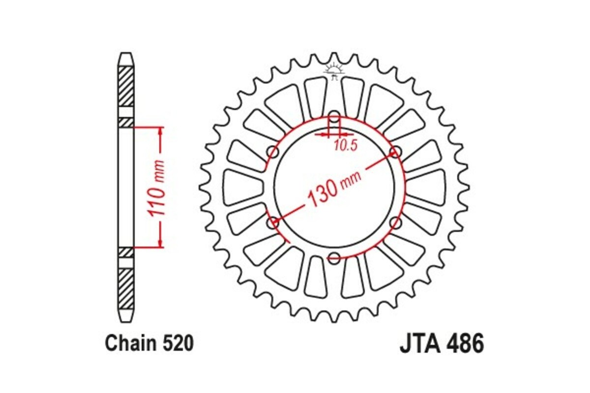 Couronne JT SPROCKETS aluminium ultra-light 486 - 520