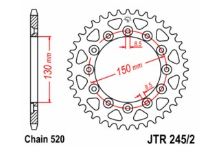 Couronne JT SPROCKETS acier standard 245/2 - 520