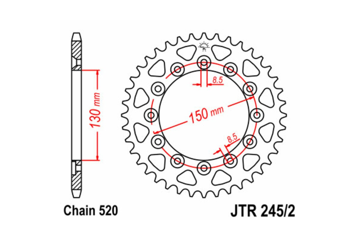 Couronne JT SPROCKETS acier standard 245/2 - 520