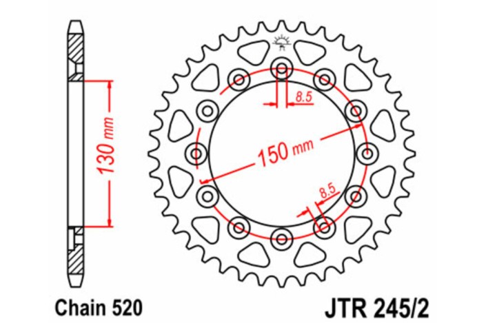 Couronne JT SPROCKETS acier standard 245/2 - 520