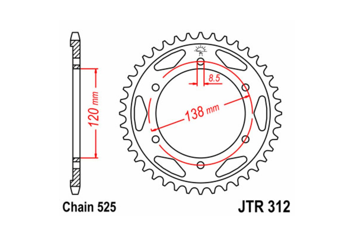 Couronne JT SPROCKETS acier standard 312 - 525