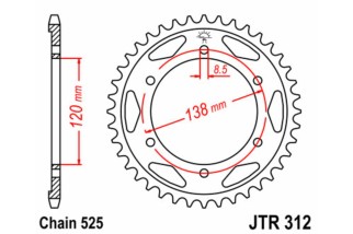 Couronne JT SPROCKETS acier standard 312 - 525