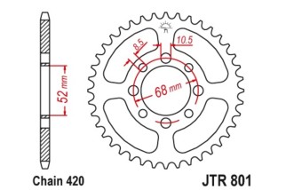 Couronne JT SPROCKETS acier standard 801 - 420
