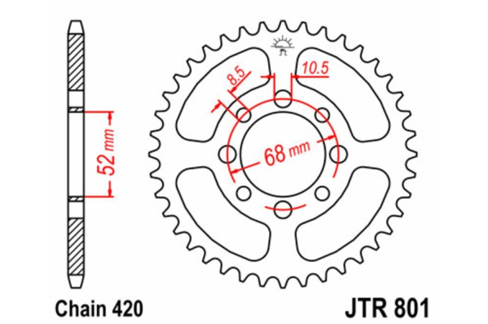 Couronne JT SPROCKETS acier standard 801 - 420
