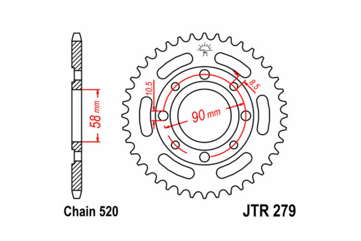Couronne JT SPROCKETS acier standard 279 - 520