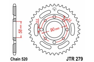 Couronne JT SPROCKETS acier standard 279 - 520