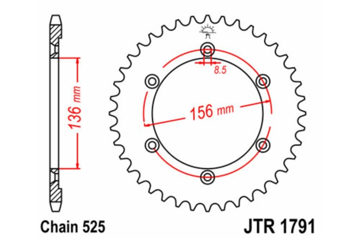 Couronne JT SPROCKETS acier standard 1791 - 525