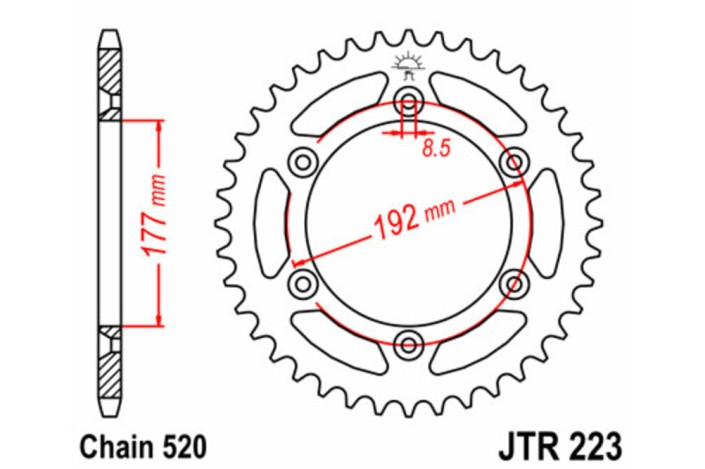 Couronne JT SPROCKETS acier standard 223 - 520