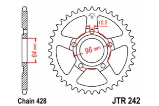 Couronne JT SPROCKETS acier standard 242 - 428