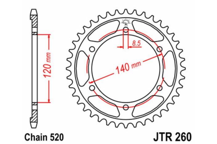 Couronne JT SPROCKETS acier standard 260 - 520