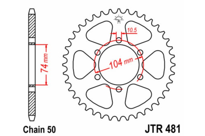 Couronne JT SPROCKETS acier standard 481 - 530