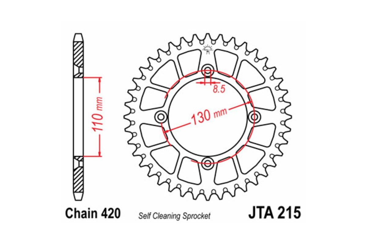 Couronne JT SPROCKETS aluminium Ultra-Light anti-boue 215 - 420