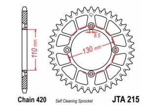 Couronne JT SPROCKETS aluminium Ultra-Light anti-boue 215 - 420