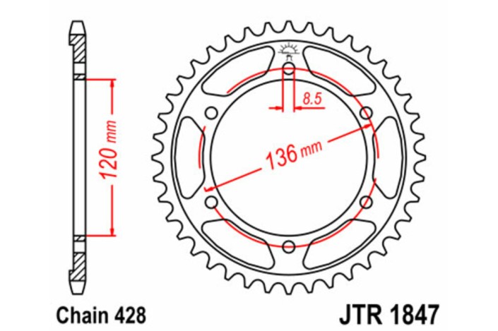Couronne JT SPROCKETS acier standard 1847 - 428