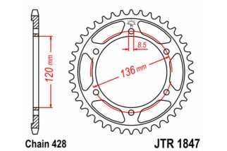 Couronne JT SPROCKETS acier standard 1847 - 428