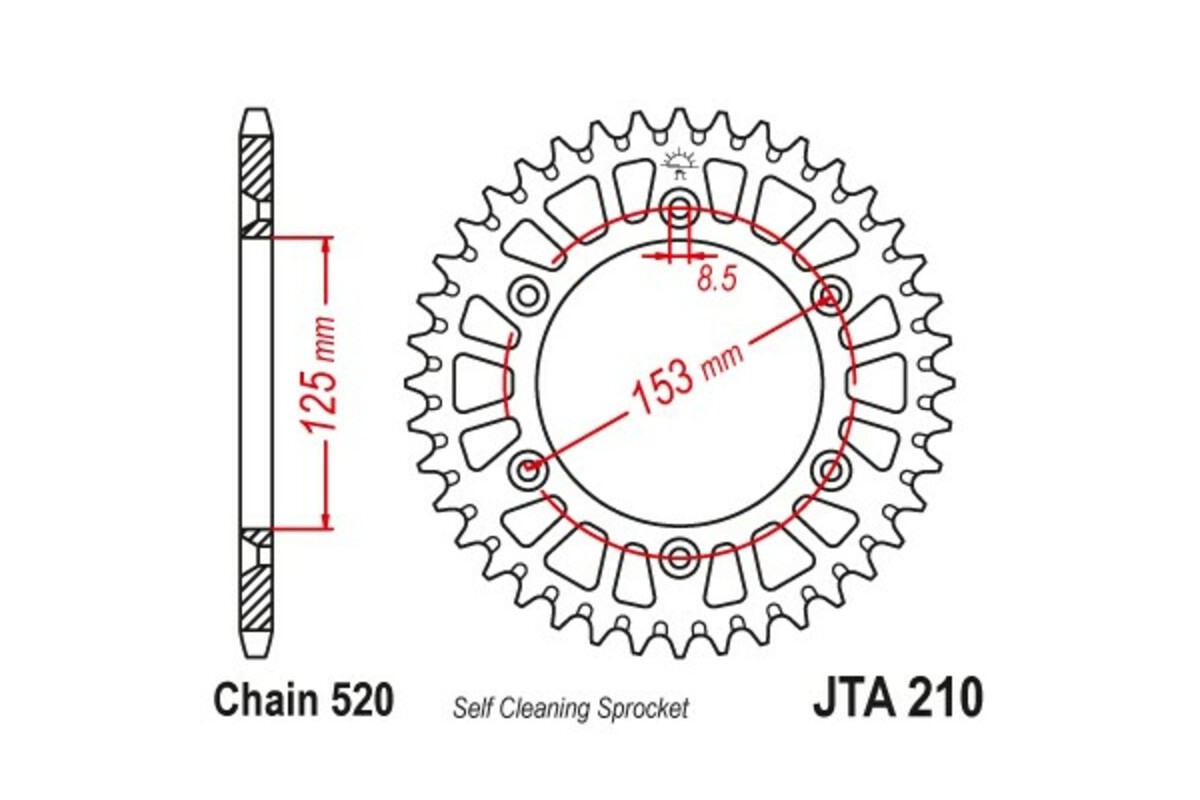 Couronne JT SPROCKETS aluminium ultra-light anti-boue 210 - 520