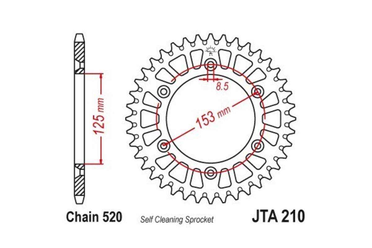 Couronne JT SPROCKETS aluminium ultra-light anti-boue 210 - 520