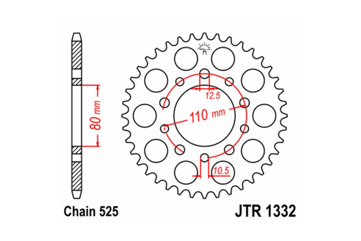 Couronne JT SPROCKETS acier standard 1332 - 525