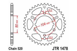 Couronne JT SPROCKETS acier standard 1478 - 520