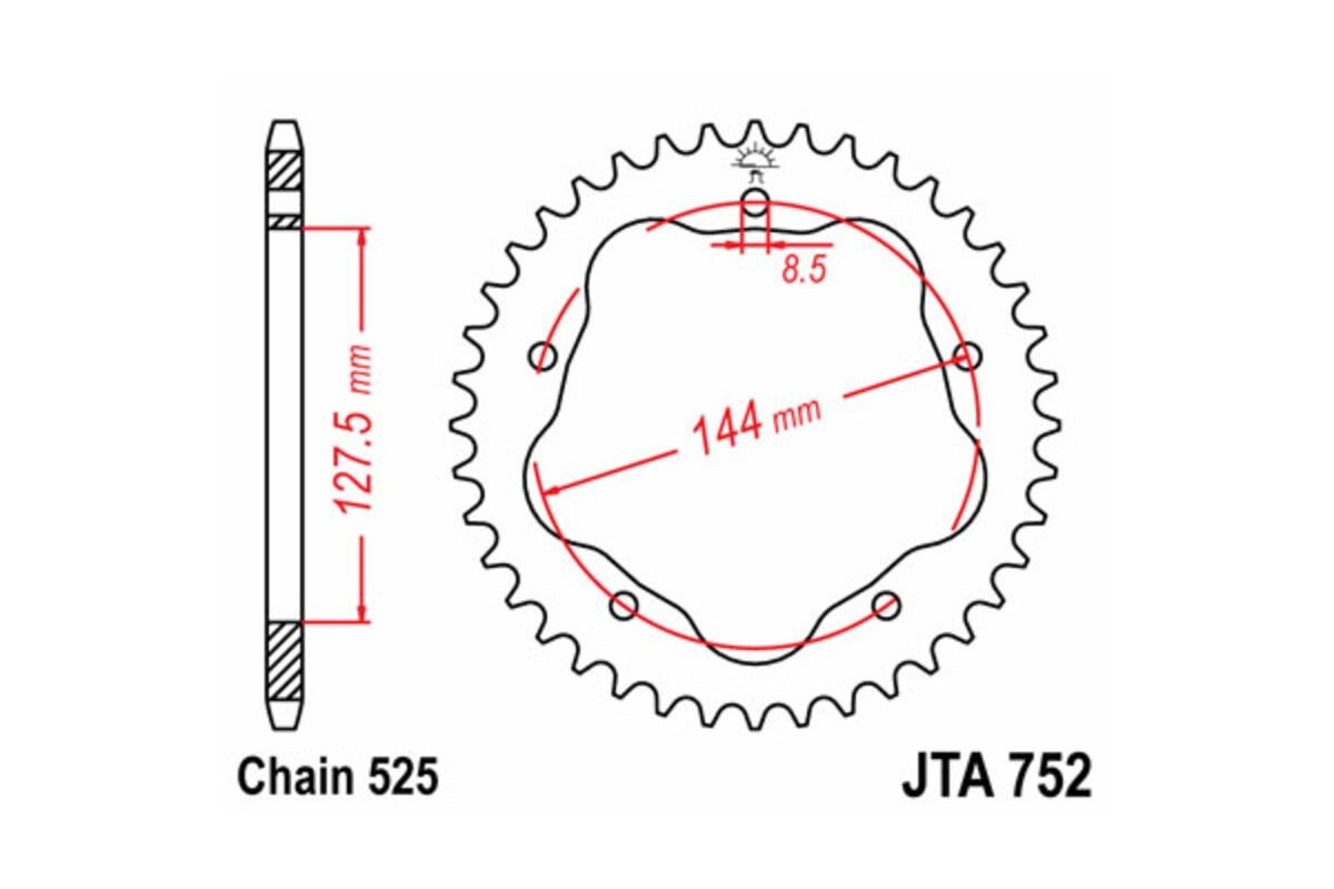 Couronne JT SPROCKETS aluminium Ultra-Light 752 - 525 - Nécessite un porte couronne JT SPROCKETS